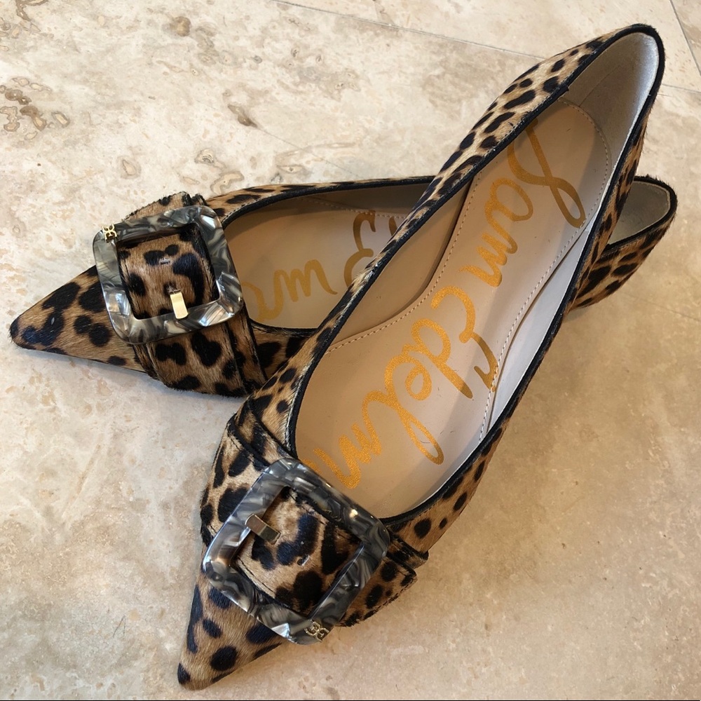 2xHP Sam Edelman Leopard Print Pointed Toe Flats - Picture 2 of 7